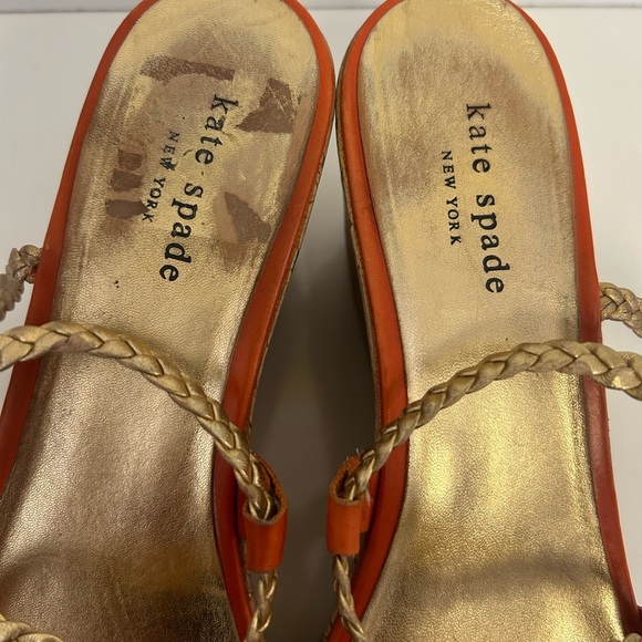 Kate Spade Women's Orange and Gold Bali Wedges Size 9 - Picture 9 of 14